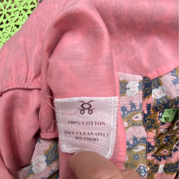 Figue Bella Short Dress in Floral Oasis Blush Cotton India Long Sleeve Tiered - Picture 15 of 15